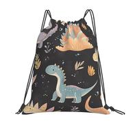Cute Dinosaur Flower Cartoon Dino Women Men Drawstring Bag Large Pe Bag Waterproof Drawstring Backpack For Football Yoga Sports