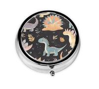 Cute Dinosaur Flower Small Pill Box 3 Compartment Portable Pill Box for Purse Pocket Cartoon Dino Mini Medicine Organiser for Daily Vitamin Fish Oil Storage