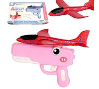 Cute Dinosaur foam glider launcher toy -Boxed Version,8'' Foam Glider Plane - Outdoor Flying Catapult Toy - Fun Birthday Gifts,Outdoor Flying Catapult Toy (Pink)