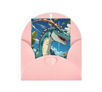 Cute Dinosaur Greeting Card, 4x6 Inches, Heart-Shaped Envelope Packaging, #Suitable For All Occasions.