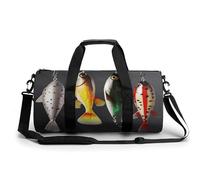 Cute Dinosaur Gym Bag Small Travel Duffle Bag with Compartment Carry On Weekender Bag for Women Men, Various Type of Fishing Baits, 17.7in/9in/9in