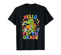 Cute Dinosaur Hello Fifth Grade Back to School Funny T-Shirt