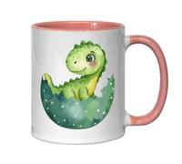 Cute Dinosaur in an Egg Shell Ceramic Tea Coffee Mug Pink