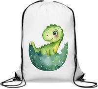 Cute Dinosaur In An Egg Shell Gym Sack Casual Drawstring Bag White