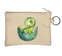Cute Dinosaur in an Egg Shell Key Chain Coin Purse Beige