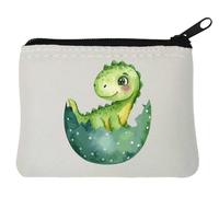 Cute Dinosaur in an Egg Shell Neoprene Coin Purse Pouch 10x11cm White