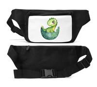 Cute Dinosaur in an Egg Shell Unisex Waist Bag Black