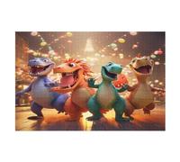 Cute Dinosaur Jigsaw Puzzles for Adults 1000 Piece Wooden Puzzle for Kids Challenging Game (75×50cm)