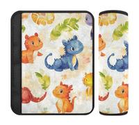 Cute Dinosaur Leaf 2 pcs Padded Seatbelt Strap Cover Stop seat Belt Cutting into Neck for Van funda para cinturón de carro