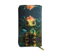 Cute dinosaur Long leather wallet, portable credit card holder, zippered coin purse, and ID compartment