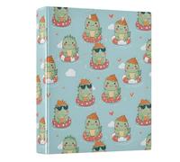 Cute Dinosaur Pattern 3 Ring Binder 1.5 Inch Round Ring Binder View Binder Holds 200 Documents for Home School Office Use