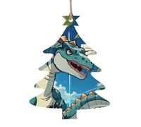 Cute Dinosaur Patterned Wooden Ornaments, a Set of 6 Decorations, Suitable for Hanging on Christmas Trees and fireplaces.
