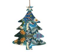 Cute Dinosaur Patterned Wooden Ornaments, a Set of 6 Decorations, Suitable for Hanging on Christmas Trees and fireplaces.