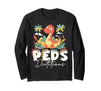 Cute Dinosaur Pediatric Dietitian Peds Nutrition Specialist Long Sleeve T-Shirt
