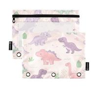 Cute Dinosaur Pink Clear Pen Pencil Case Pouch for Girls | Big space swallows a full marker set, clear front finds the right color fast, wipe-clean shell, cute print