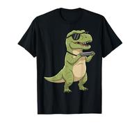 Cute Dinosaur Playing Harmonica T Rex Musician Boys Kids T-Shirt