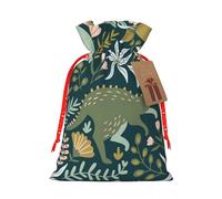 Cute Dinosaur Print Christmas Bag Drawstring Bags For Holiday Presents Xmas Sack Party Decor Gift