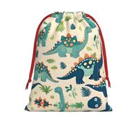 Cute Dinosaur Print Drawstring Gift Bag With Pull Cord Closure For Gifting And Storage