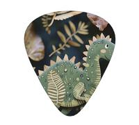 Cute Dinosaur Print Guitar Picks 12-Pack - Assorted Thickness Picks (0.46mm, 0.71mm, 0.96mm) with Storage Box & Assorted Unique Design for Acoustic, Electric, Bass, and Ukulele Players