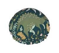Cute dinosaur Print Reusable Double Layers Shower Cap, Bathing Shower Caps Women Large Shower Caps