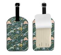 Cute Dinosaur Printed Leather Luggage Tag, Durable Baggage Identifier, Soft PU ID Label, for Business Travel