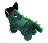 Cute Dinosaur Puppy Jacket, Fleece Winter Pet Clothes Hoodies for Small Dogs, Keep Warm and Comfortable with Elastic Lines, Toy Included for Entertainment (L)