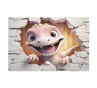 Cute Dinosaur Puzzle Adults And Teenagers 1000 Pieces Wooden Jigsaw Educational Game Toy Family Decoration (75×50cm)