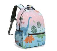 Cute Dinosaur Rainbow Flamingo 16 Inch Backpack All Over Print Whimsical Watercolor Prehistoric Pattern Travel Daypack Bag (02)