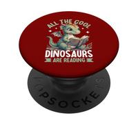 Cute Dinosaur Reading Bookworm ALL THE COOL DINOSAURS ARE PopSockets Adhesive PopGrip