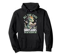 Cute Dinosaur Reading Bookworm ALL THE COOL DINOSAURS ARE Pullover Hoodie