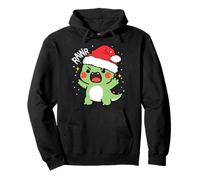 Cute Dinosaur Roaring Santa hat Christmas Kawaii Dino Kids Pullover Hoodie