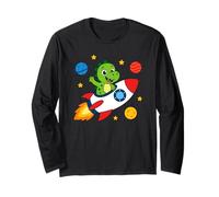 Cute Dinosaur Rocket Space Dino Astronaut Kids Long Sleeve T-Shirt