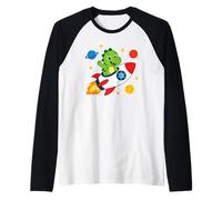 Cute Dinosaur Rocket Space Dino Astronaut Kids Raglan Baseball Tee