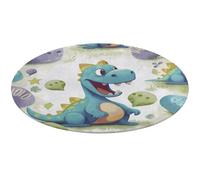 Cute Dinosaur Round Rug Soft Absorbent Bath Mat Entryway Anti Slip Rugs Farmhouse Front Back Door Mat 80 * 80cm for Bedroom Living Room Home Decorative