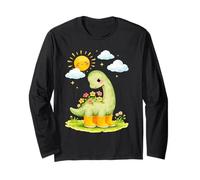 Cute Dinosaur Sauropods Floral Kawaii Dino Long Sleeve T-Shirt