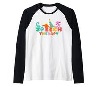 Cute Dinosaur Speech Therapy Speech Language Pathologist SLP Raglan Baseball Tee
