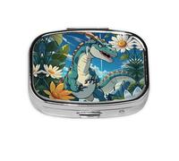 Cute Dinosaur Square Pill Storage Box, Travel Portable Mini Pill Box, Vitamin Medicine Storage Box (2 Compartment Pill Box)