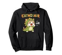 Cute Dinosaur T-Rex Cat Funny Roaring Cat Dino Costume Kids Pullover Hoodie