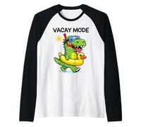 Cute Dinosaur T-Rex Vacay Mode Funny Family Vacation Summer Raglan Baseball Tee