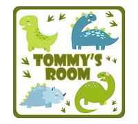 Cute Dinosaur with Foot Prints Kids Bedroom Door Sign Personalised For You - Any Name! Door Plaque,Girls/Boys,Nursery,Decor,Kids Room,Animals