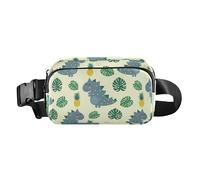 Cute Dinosaur with Pineapple and Palm Leaves Fashionable Waist Pack Crossbody Bag for Men Women Water Resistant Crossbody Sling Bag with Adjustable Strap for Travel Shopping Running, Cute Dinosaur