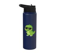Cute Dinosaur with Sunglasses Dino Lover Stainless Steel Insulated Water Bottle
