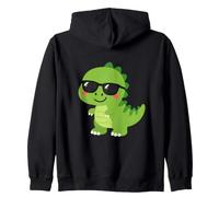 Cute Dinosaur with Sunglasses Dino Lover Zip Hoodie