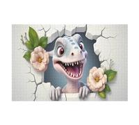 Cute Dinosaur Wooden Jigsaw Puzzles, 1000 Piece Puzzle Board Game, Best Gift for Adults And Kids, Family Game, （75×50cm）