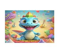 Cute Dinosaur Wooden Jigsaw Puzzles for Adults Hard Poster Puzzle 1000 Piece Precise Interlocking Educational Game Toys (75×50cm)