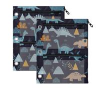 Cute Dinosaurs Blue Pencil Pouch for Binder, 2 Pack, Durable Back to School Essential Storage Pouch