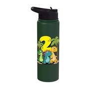 Cute Dinosaurs I'm 2 - Action Dino Birthday Stainless Steel Insulated Water Bottle