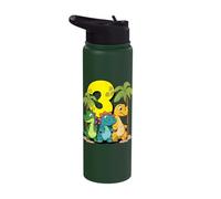 Cute Dinosaurs I'm 3 - Action Dino Birthday Stainless Steel Insulated Water Bottle