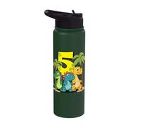 Cute Dinosaurs I'm 5 - Action Dino Birthday Stainless Steel Insulated Water Bottle