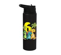 Cute Dinosaurs I'm 6 - Action Dino Birthday Stainless Steel Insulated Water Bottle